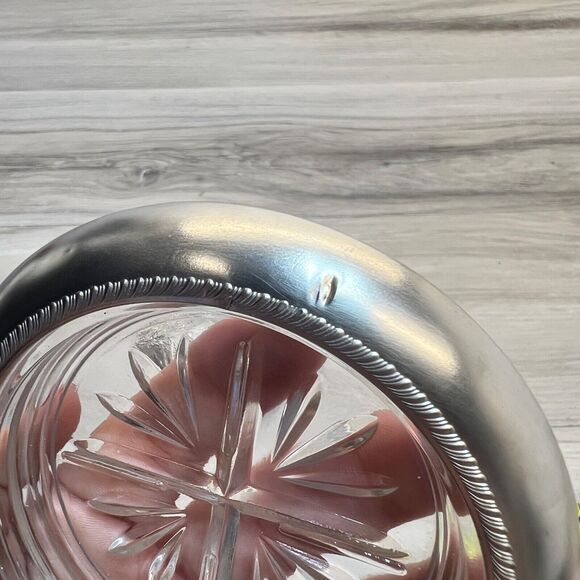 FB Rogers Bros. Rim Cut Glass Coaster Geometric Rope Edge x3 - Picture 7 of 11